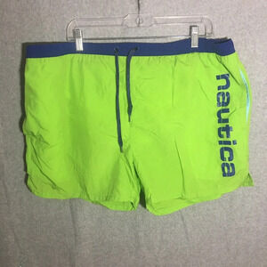 Mens Nautica Swim Trunks Shorts Vintage Colorful Neon Summer Spring Green Blue